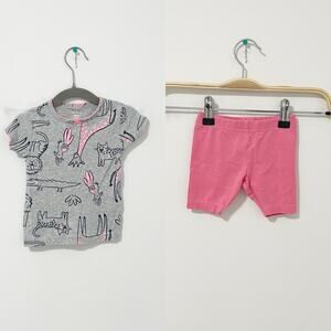 Carter's Baby Girl Zoo Animal Print Two Piece Short Set Size 2T